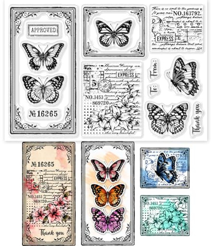 GLOBLELAND Retro-Etiketten Transparente Silikonstempel Vintage Rahmen Klare Stamps Text Hintergrund Silikonstempel Für Kartengestaltung DIY Prägung Journaling