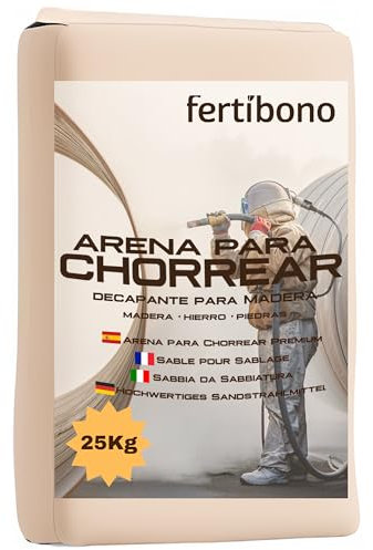 Arena Para Chorrear Fertibono - 25kg, Alta Pureza SiO2, Baja Humedad, Ideal Para Metal, Madera, Óxido Y Pintura, Ecológica Y Versátil