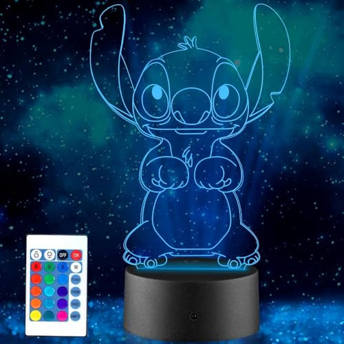 MOUJUCHI 3D Night LED Light Lamp Base, 16 Colors Acrylic Light Base with Remote Control Decoration LED Lights Stand for Bedroom Childroom