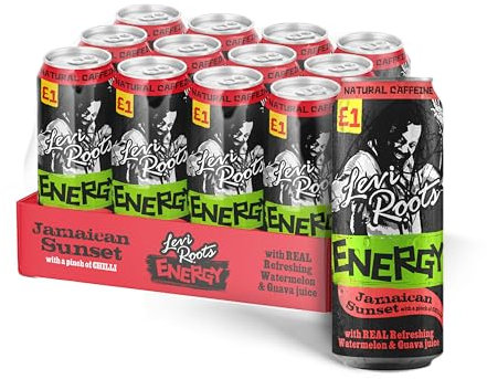 Levi Roots Jamaican Sunset Carbonated Juicy Watermelon and Guava Flavoured Prime Energy Drinks 500ml (case of 12)