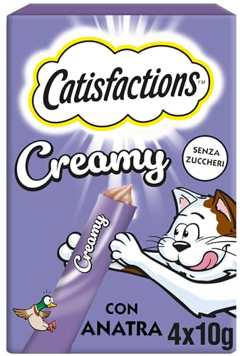 Catisfactions, Snack Cremoso Liquido per Gatto, con succulenta Anatra, 11 Confezioni da 40 g