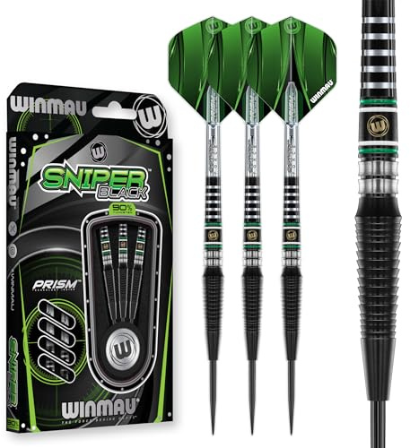 WINMAU Sniper Black 23g - Professionell 90% Volfram Dartset med Dartflyg och Dartstammar
