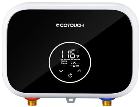 Electric Tankless Water Heater 240V, ECOTOUCH 6kW Point of Use Tankless Water Heater Instant Hot Water Heaters Electric with Self-modulation Technology ETL Certificated ECO60BE Black