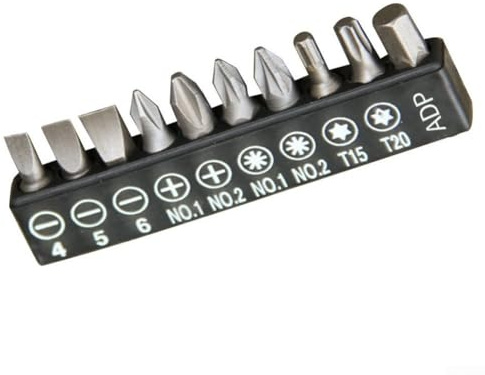 Lot de 10 embouts d'insertion pour vis cruciformes et à tête plate, pour perceuse sans fil (noir)