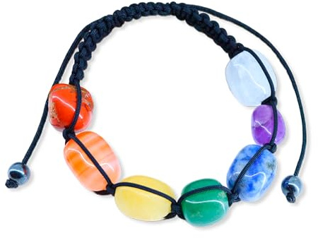 Only faith Pulsera 7 chakras piedras naturales 7 Piedras 100% Natural Amuleto Suerte Protección (7 Piedras 7 Chakras)