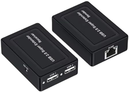 GIWFBQTR Extensor USB 2.0 de 2 Puertos de 100 M A Través de Cable de Red Ethernet RJ45 Cat5e Cat6 para Cámara Web, Mouse, Impresora, Enchufe UE