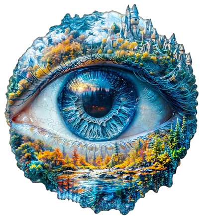 Jigfoxy Wooden Jigsaw Puzzles for Adults, Eye of Nature Wooden Puzzle 230pcs, Unique Shape Wood Puzzles, for Family Friend with wooden box(13.4 * 12.3in)