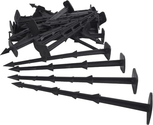 Bodenanker Kunststoff – Erdanker Befestigungsanker für Unkrautvlies Rasenkante Teichfolie – Länge wählbar: 12cm 15cm 20cm 25cm – Set 50 oder 100 Stück – robust wetterfest schwarz (25 cm – 50 Stück)
