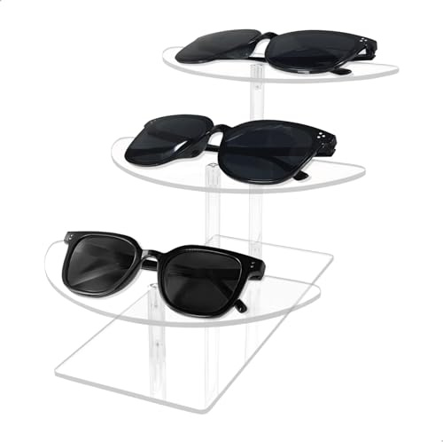 xyuayamz Sonnenbrillen Aufbewahrung, Brillenhalter, BrillenstäNder Aus Drei Schichten, Brillenaufbewahrung FüR Die Anzeige Von GläSern, Brillentasche Geeignet FüR Schlafzimmer, Eingangshalle, Vitrine