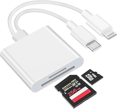 Lector de tarjetas SD USB C Lightning 2 en 1, doble ranura, Plug and Play, adaptador de tarjeta de memoria Lightning, lectores de tarjetas SD para iPhone/iPad/Android/cámara