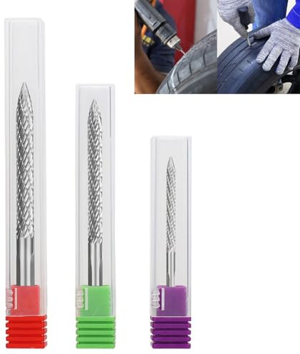 Wlinfetity Carbide Burr Drill Bit 3PCS Set - 3mm, 4.5mm, 6mm Tire Repair Tools for Cars, Trucks, Motorcycles - Hard Alloy Steel Wire Cutter with Plastic Storage Boxes
