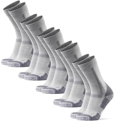DANISH ENDURANCE Vandringsstrumpor, Merinoullstrumpor som andas, mot blåsor, Herr & Dam, Unisex, 5-pack, Ljusgrå, 43-47