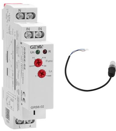 GEYA Relé con sensor fotoeléctrico para interruptor crepuscular en carril DIN con encendido y apagado automático(AC110V-240V)