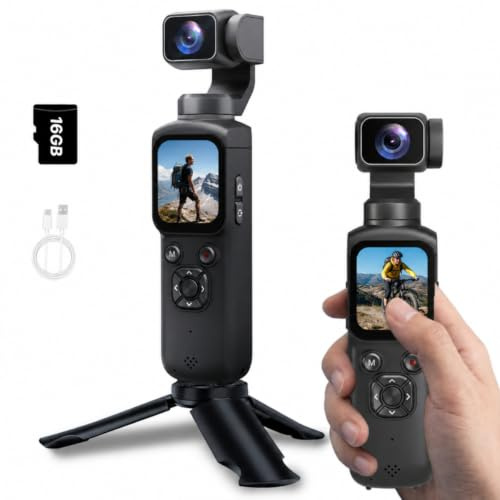 Vlog Kamera 4K WLAN 75MP Vlogging Kamera, 1.72'' Touchscreen, schnelles Scharfstellen, Gesichtsverfolgung, Kleine Handkamera für Reisen, Outdoor Sport, mit Tripod, 16GB Karte, 2400mAh Akku