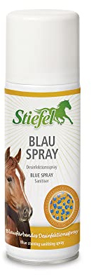 Stiefel Blauspray für Pferde - Schutz stark beanspruchter Hautpartien, begünstigt die Elastizität, Blaufärbend, lückenlose Desinfektion, Beseitigung von Bakterien, Pilzen & Viren - 200ml