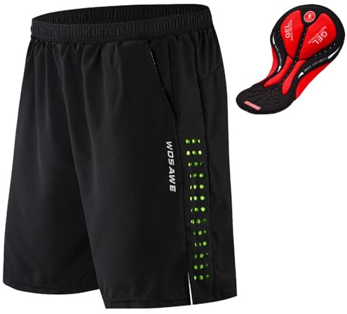 WOSAWE Herren Fahrradhose Atmungsaktiv 3D Gepolsterte Unterwäsche Loose-fit Sport Kurze Hose für Laufen Radfahrren MTB Radsport (Schwarz, XXXL)