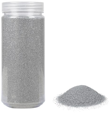 HEKU Hochwertiger silberner Dekosand (ca. 750g) Feine Körnung (0,1-0,5mm) Wiederverschließbare Dose, Vielseitig für Deko und Bastelarbeiten, Silber
