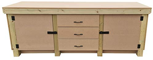 Arbor Garden Solutions Wooden workbench with drawers and double lockable cupboard - 18mm MDF Surface (V.8) (8ft)