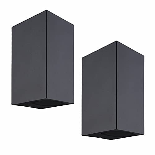 LASIDE Applique Murale Exterieur Lot de 2, Gris Anthracite GU10 Aluminium Up Down Eclairage Exterieur, IP44 Étanche Luminaire Lumiere Lampe Exterieur pour Jardin, Cour, Patio, Balcon, Terrasse, Garage