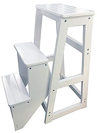 MYAOU Escabeau en Bois de Tabouret à 3 étapes, Tabouret d'escabeau Polyvalent pour Enfants pour Chambre à Coucher/Salle de Bain/Toilette/Cuisine, etc.