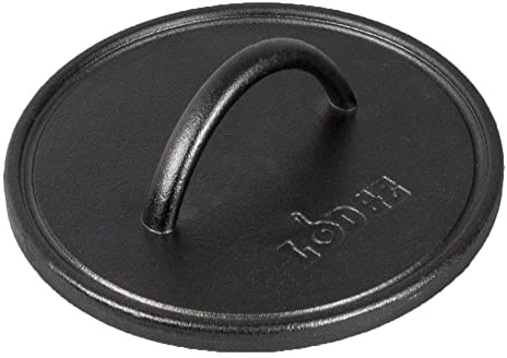 Lodge L8RFIP 8 Inch Seasoned Cast Iron Grill Press, Black