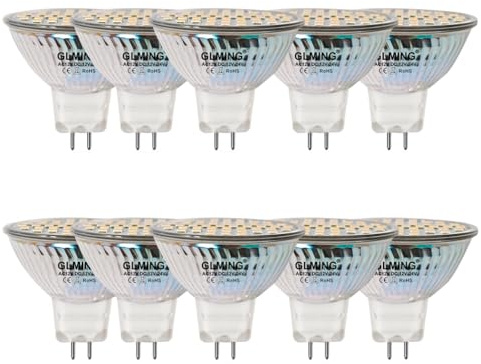 GLMING MR16 GU5.3 48-2835SMD Lampadina LED 3W Sostituisce 30W 35W Lampada alogena G5.3Bi-Pin Base Lampada Spot AC12V DC12-24V Bianco Caldo 10 Pezzi