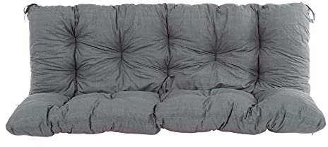PATIO Hollywoodschaukel Auflage 150x50 cm Frigiliana Sitzpolster grau Gartenbank Auflage gesteppt einteilig mit Schnüren