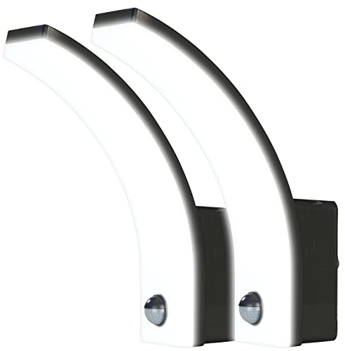 Lunartec LED Außenleuchten PIR: 2er-Set LED-Außenwandleuchte PIR-Sensor, 2.300 lm, 20 W, IP65, schwarz (Leuchte Außenbereich, Aussenlampe mit Sensor)
