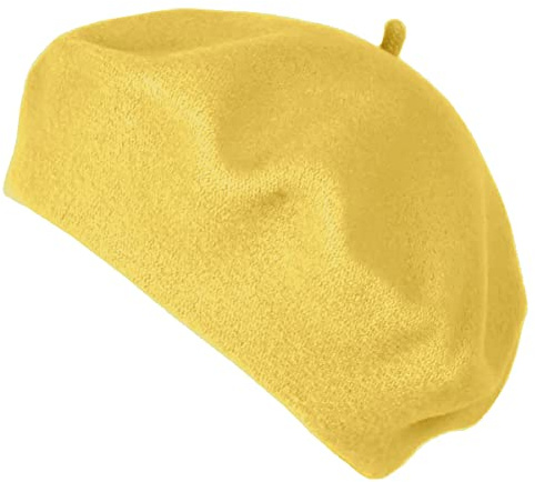 Van Der Rich ® – fransk klassisk basker basker – damer, GUL, one size