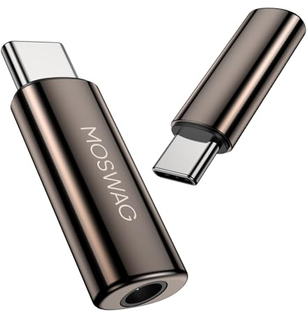 MOSWAG USB Typ C auf 3.5mm Kopfhörer Jack Aux Audio Adapter 2er-Pack | USB C auf 3,5mm Adapter für iPhone 16 Pro Max/16 Pro/16 Plus/16/15 Pro/15, Samsung Galaxy S24 S23 S22 S21 S20 und mehr