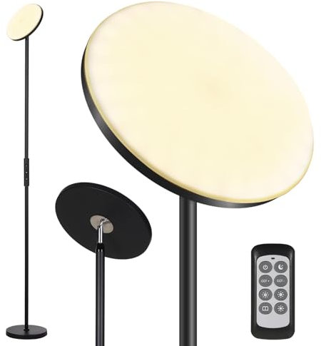 Neoglint Lampadaire Dimmable 1.8 M, 30W, Lampadaire de Salon Moderne 3000 Lm, Lampadaire LED avec Télécommande et Commande Tactile, Lampe sur Pied de Lecture pour Salon et Chambre-Noir