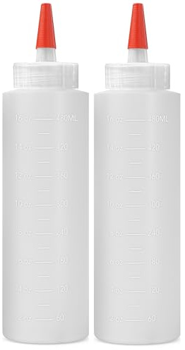 Homestead Choice 2-pack Plastic Squeeze Bottles for Sauces - 16oz Condiment Squeeze Bottles for Liquids - BPA Free Squirt Bottle with Cap - Ketchup, Syrup, Oil, Dressings, Honey & Arts and Crafts