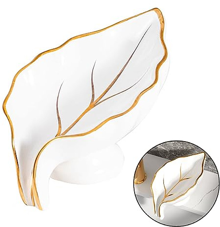 Keramik Blatt Seifenschale, Seifenschale Mit Abfluss, Selbstentleerende Seifenhalter, Leseifen Schaleicht Zu Reinigen, Halten Die Seife Trocken, Für Küche, Bad, Zähler, Dusche