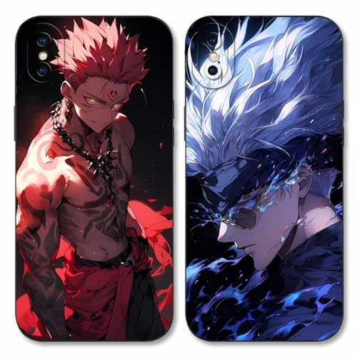 2 Pièces Coque pour Apple iPhone X/iPhone XS 5.8'', avec Anime Motif Gojo Satoru Itadori Yuji Manga Antichoc TPU Silicone Protective Objectif Caméra Housse Étui de Téléphone Case, 01