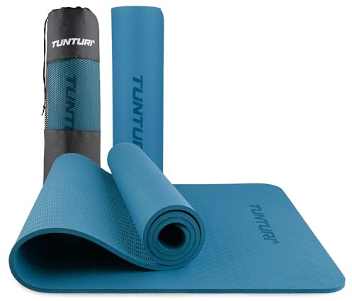 Tunturi Dicke Yogamatte 8mm - Rutschfest Gymnastikmatte - Mit Tragegurt - Für Yoga und Pilates - Sportmatte 183x61x0,8cm -Schadstofffrij - Besonders komfortabel