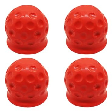 JNNJ 4 Stück Anhängerkupplung Abdeckung, Kraftfahrzeuge Anhängerkupplung Schutzkappe, Anhänger Abschleppstange Ball Abdeckkappe, Abdeckung Für Anhängerkupplung(Rot)