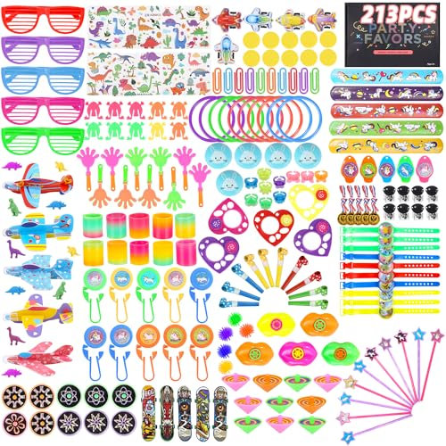 SOBEAU 213 Pièces Cadeaux Invités Enfants, Assortiment de Jouets Garçon Fille, Cadeaux Anniversaire Enfant, Sac Remplissage, Prix du Carnival, Petit Jouets