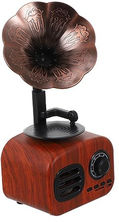 HOMSFOU Haut-Parleur cor de Trompette Classique Gramophone phonographe Forme Haut-Parleur stéréo Barre de Son Haut-Parleur portatif Enceinte sans Fil Rechargeable Miniature Radio