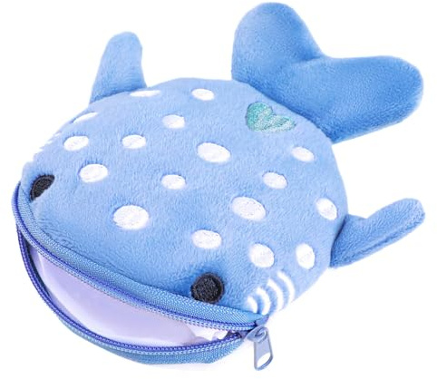 WLLHYF Shark Coin Purse Mini Cute Change Purses Small Cartoon Coin Pouch Funny Zipper Cosmetic Bag Earphone Wallet Small Items Bags for Women, Shark Wallet (Blue)