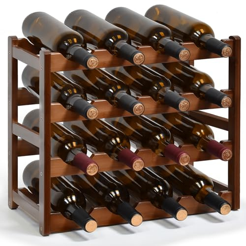 IWTTWY Wine Rack, 4 Tier Free Standing 16 Bottles Wines Storage