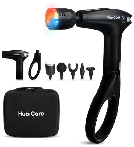 HuBDIC HubiCare Heat and Cool Massage Gun with Upgraded Extension Handle, Percussion Massage Gun Deep Tissue, Muscle Back Massagers Handheld, Portable for Pain Relief, LED Display