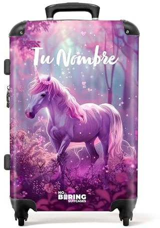 NoBoringSuitcases.com Kinderkoffer, Koffer Personalisiert, Kinderkoffer Mädchen, Koffer Groß, TSA, Koffer Kinder Mädchen, Kinder Koffer Mädchen, Koffer Mittelgroß (Einhorn - Magenta, 67 cm - 72 L)