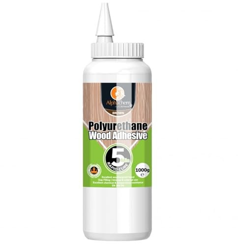 CROMAR AlphaChem Polyurethane 5 Minute Wood Adhesive | Rapid Cure Extra Strong Polyurethane Wood Glue | Quick & Efficient Bonding For All Types Of Woods | Brown - 1000 Grams