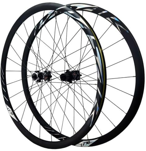 GEIRONV Rennrad Radsatz 700C, Scheibenbremse 24 Löcher Aluminiumlegierung Doppelwandfelgen Schnellspannrad for 23C-45C/29 Zoll * 1,25-2,1 Reifen(Black)