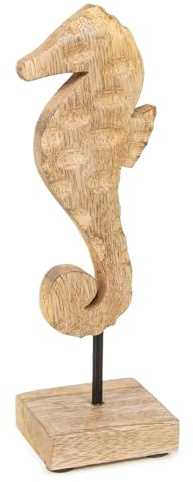 Logbuch-Verlag Seepferdchen Deko Figur braun aus Holz Badezimmer Spa Wellness-Hotel Dekoration 19 cm