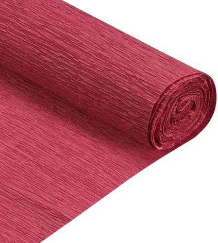 QUARKZMAN 2 Stück Krepppapier Tiefrot, 2.5m x 50cm Floristen Krepp Papier Bunt für Handwerke, Party, Schulpapier, Kräuselpapier, Verpackung, Blumen DIY