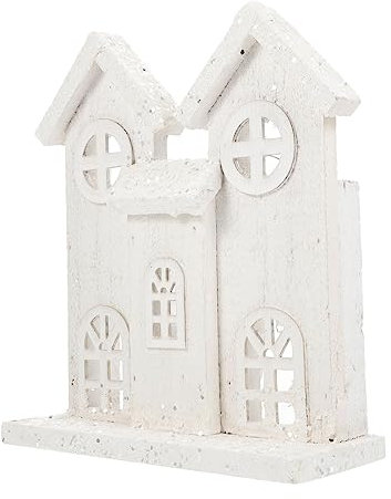 Cabilock Leuchtendes Weihnachtshaus-Ornament Schneehaus mit Weihnachtsmotiv Holzhausmodell für Partydekoration Filigrane Handarbeit