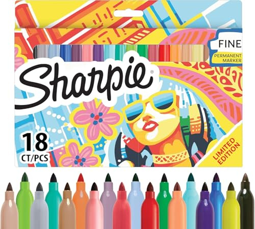 Sharpie Permanenta markörer | Fine Point färgpennor | blandade färger | 18 markörpennor