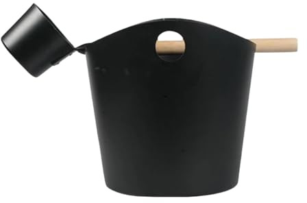 JAYIOLA Cubo Y Cucharón para Sauna, Set de 7 L, Accesorios para Spa Y Baño, Negro Sin Asa