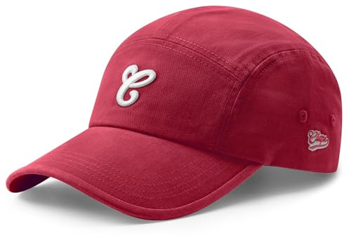CLAPE 5 panelkeps baseballkeps med klassiskt brätte böjd bomull solskydd keps män kvinnor basebollkeps för golf utomhus, CLBB02-röd, one size